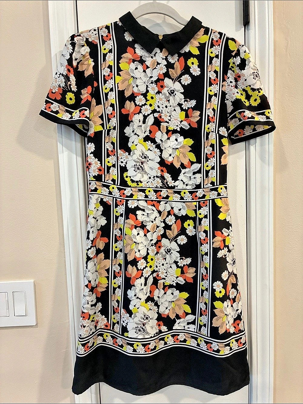 Oasis Floral Mini Dress Black & White Small Like New